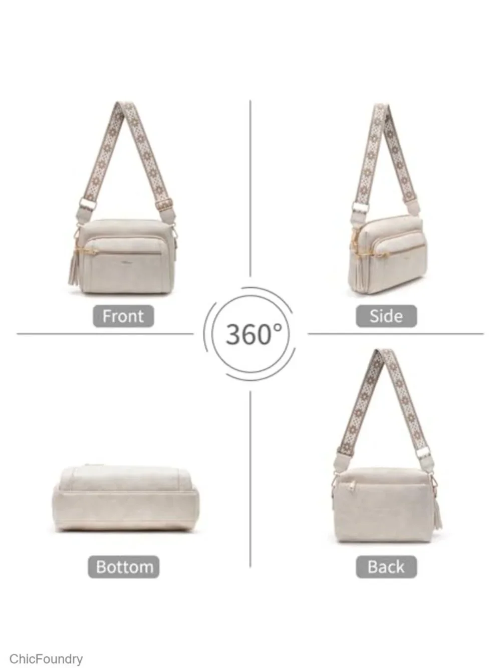 Small Faux Leather Crossbody Bag with Anti-Theft Zippers and Tassel